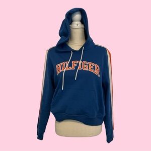 Tommy Hilfiger Blue Hoodie with Orange and White Accents